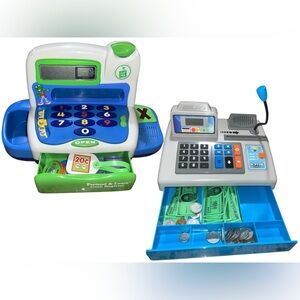Lot of 2 Toy Talking Cash Registers Dr. Stem & Leap Frog Make Believe TESTED!